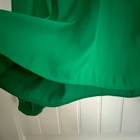 Loft Emerald Glow Shirred Raglan Long Sleeve V-neck Blouse - Picture 12 of 14